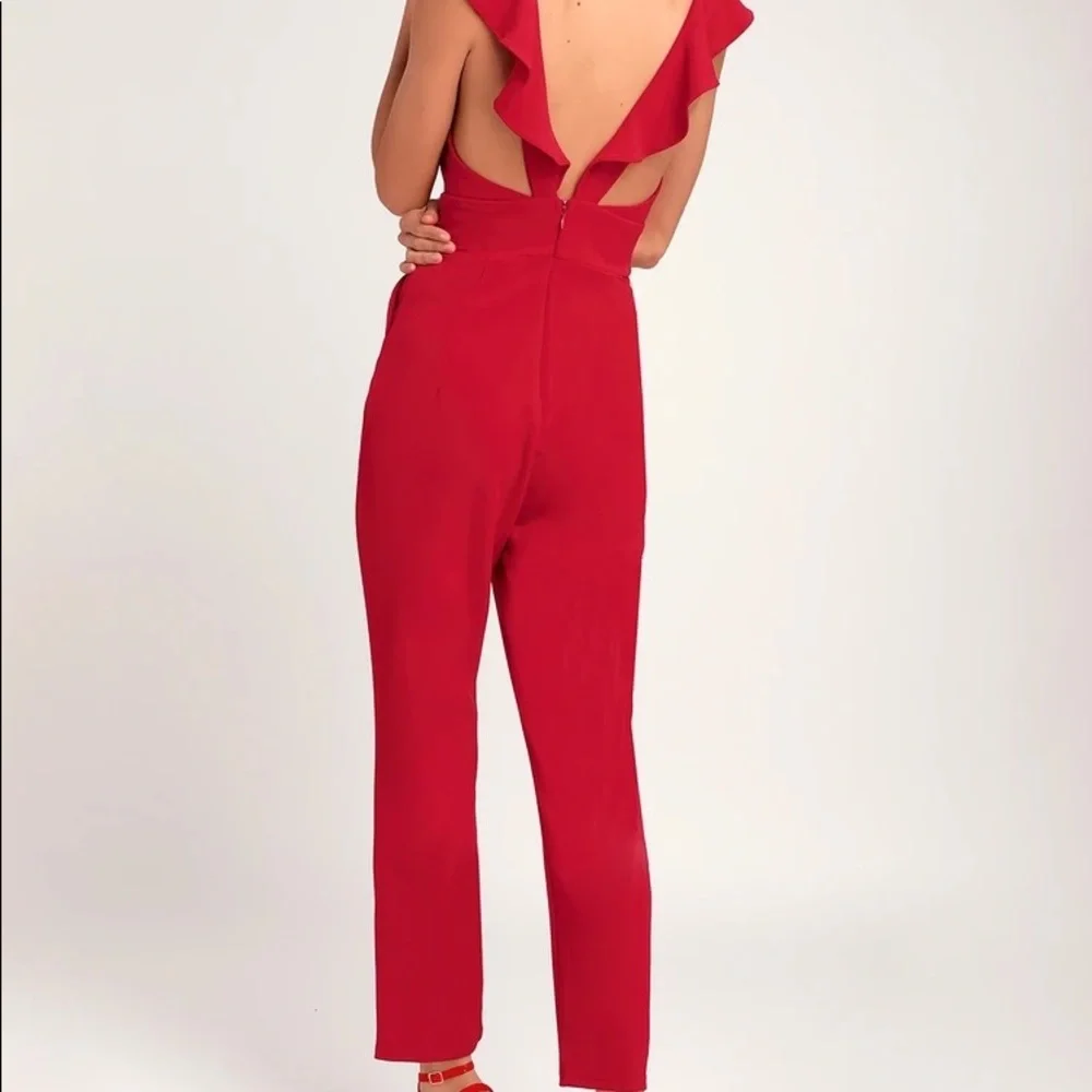 Lulus’s Red Ruffled Jumpsuit, like new! - Picture 4 of 9